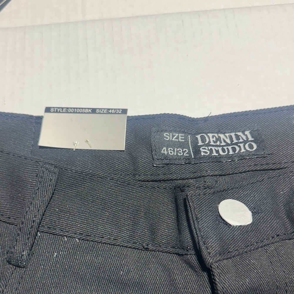 NWT Denim Studio dressy slim fit black pants with a slight shimmer 46/32 pockets - Picture 6 of 12